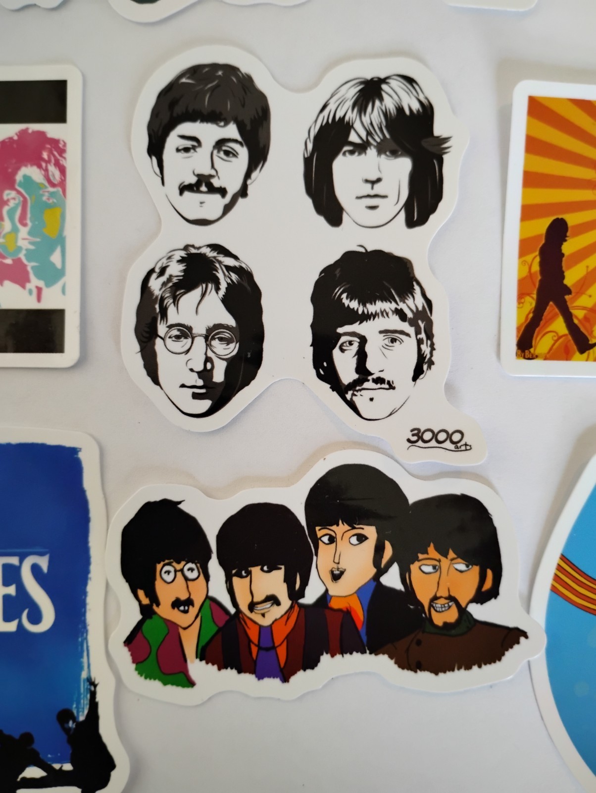 THE BEATLES Lot (14) 1 1/2" to 2 3/4" Band Logo STICKERS JOHN LENNON