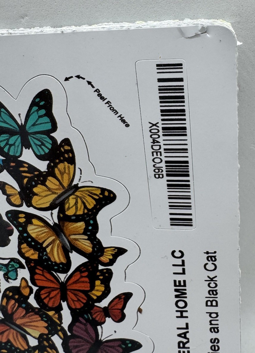 Lot Of 7 Black Cat And Butterfly Sticker Decals- 5 Inches