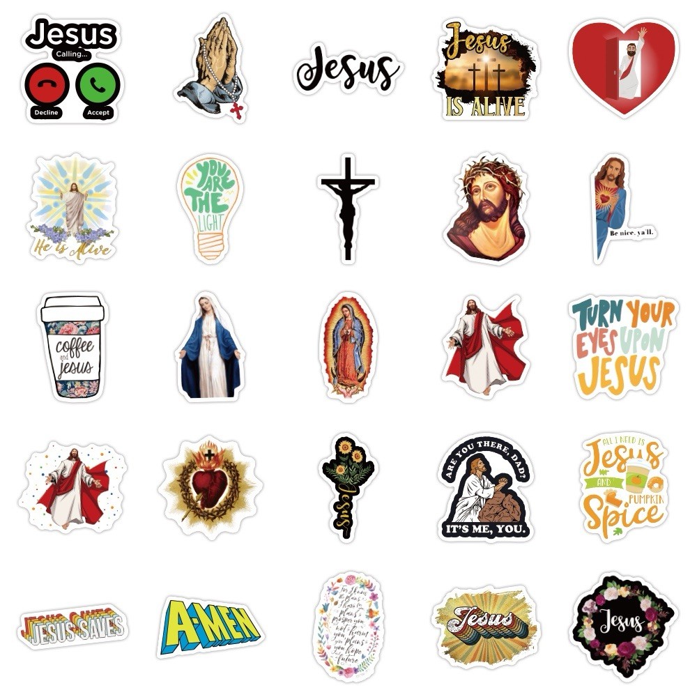 50 PCS Jesus Christianity Stickers Faith Decals Yeti Laptop Hydro Free Shipping