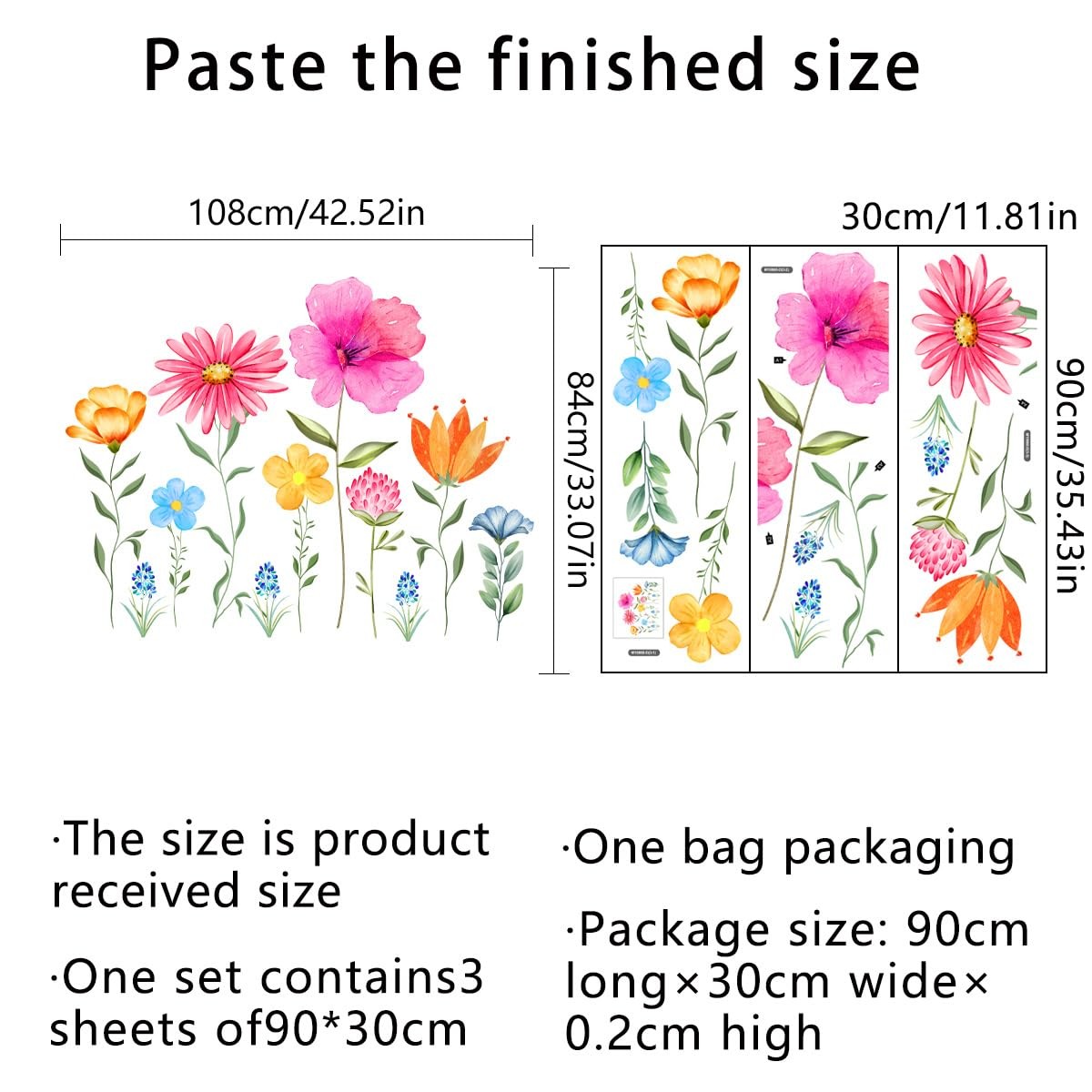 Large Flower Wall Stickers for Room – Peel and Stick Floral Wall Decals for N…