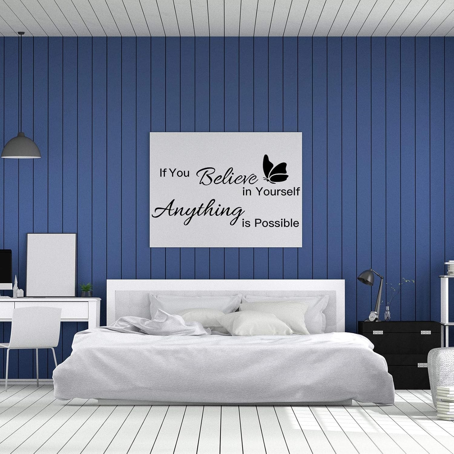2 Sheets Vinyl Wall Quotes Stickers Ability Motivation Attitude Believe Black