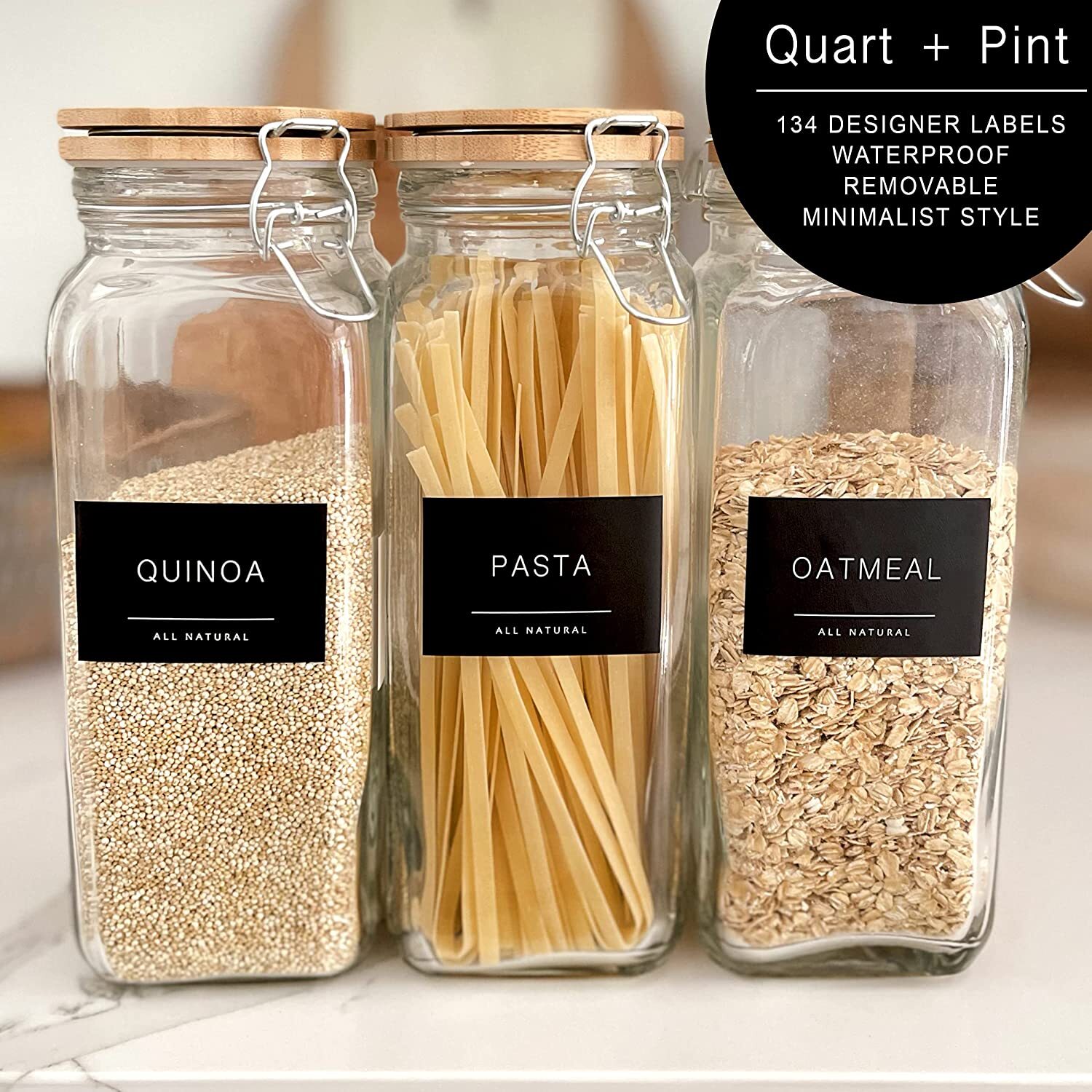 134 Kitchen Pantry Labels for Containers Minimalist Preprinted Farmhouse Style