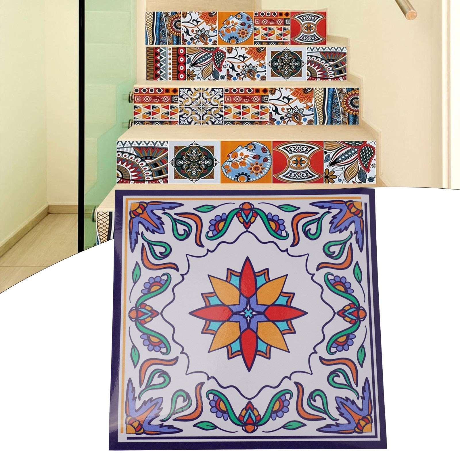 3 Sizes Bathroom Mosaic Colored Pattern Tile Stickers Wall Decor Self-Adhesive