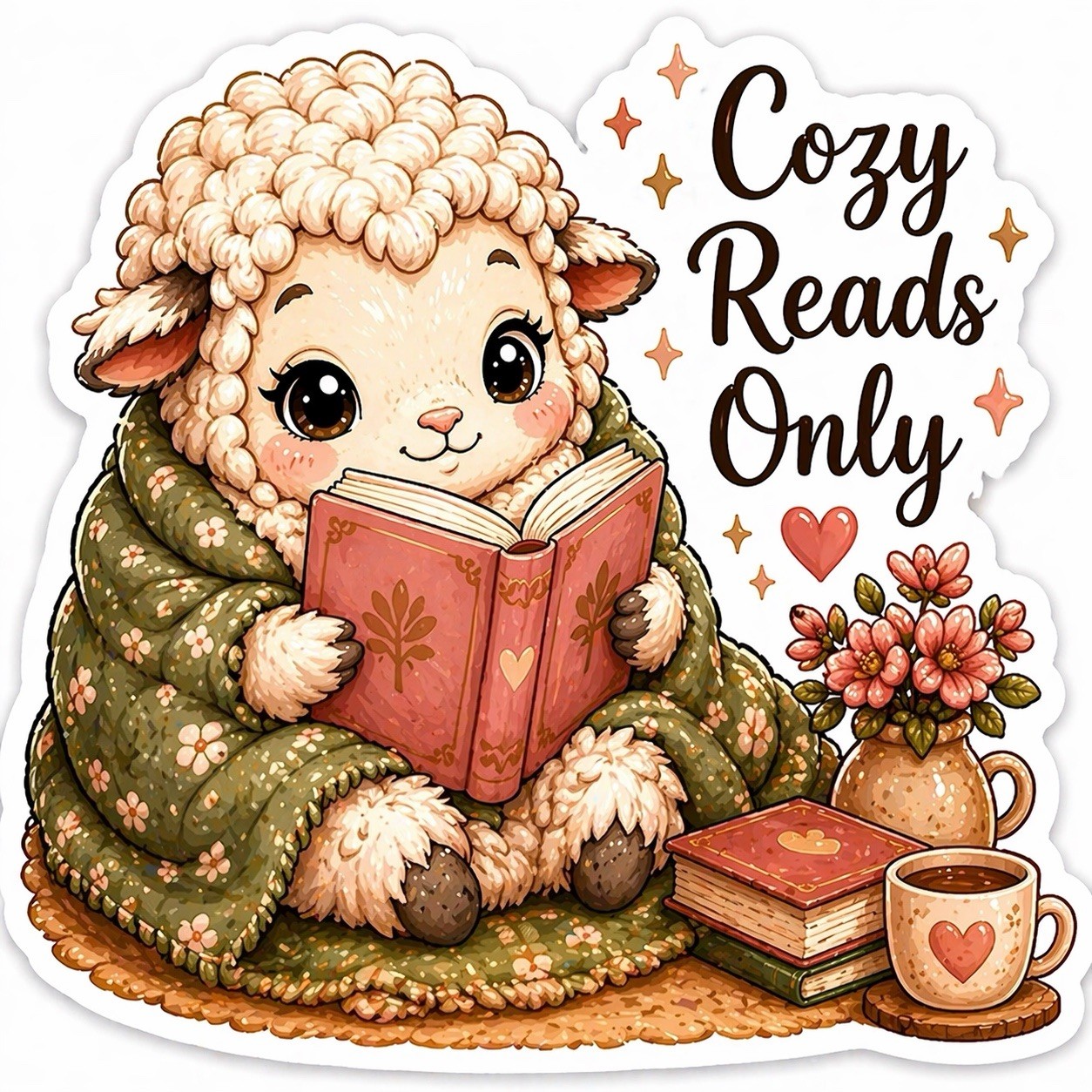 13pc Cute Book Lover Sticker Set Farm Animals Cozy Reading Planner Laptop Decals