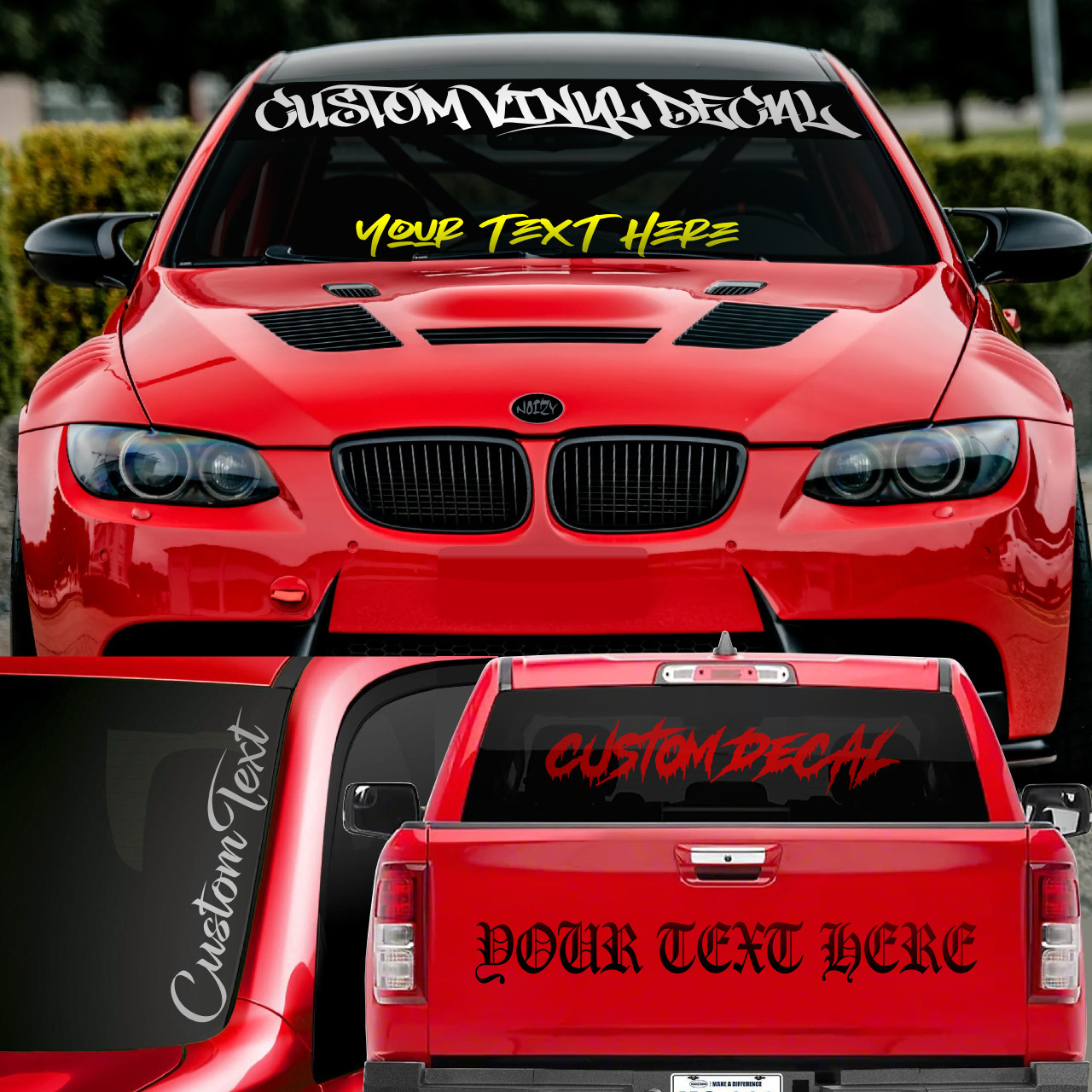 Custom Windshied Sticker Personalized Vinyl Decal Banner Rear Window Side Bottom