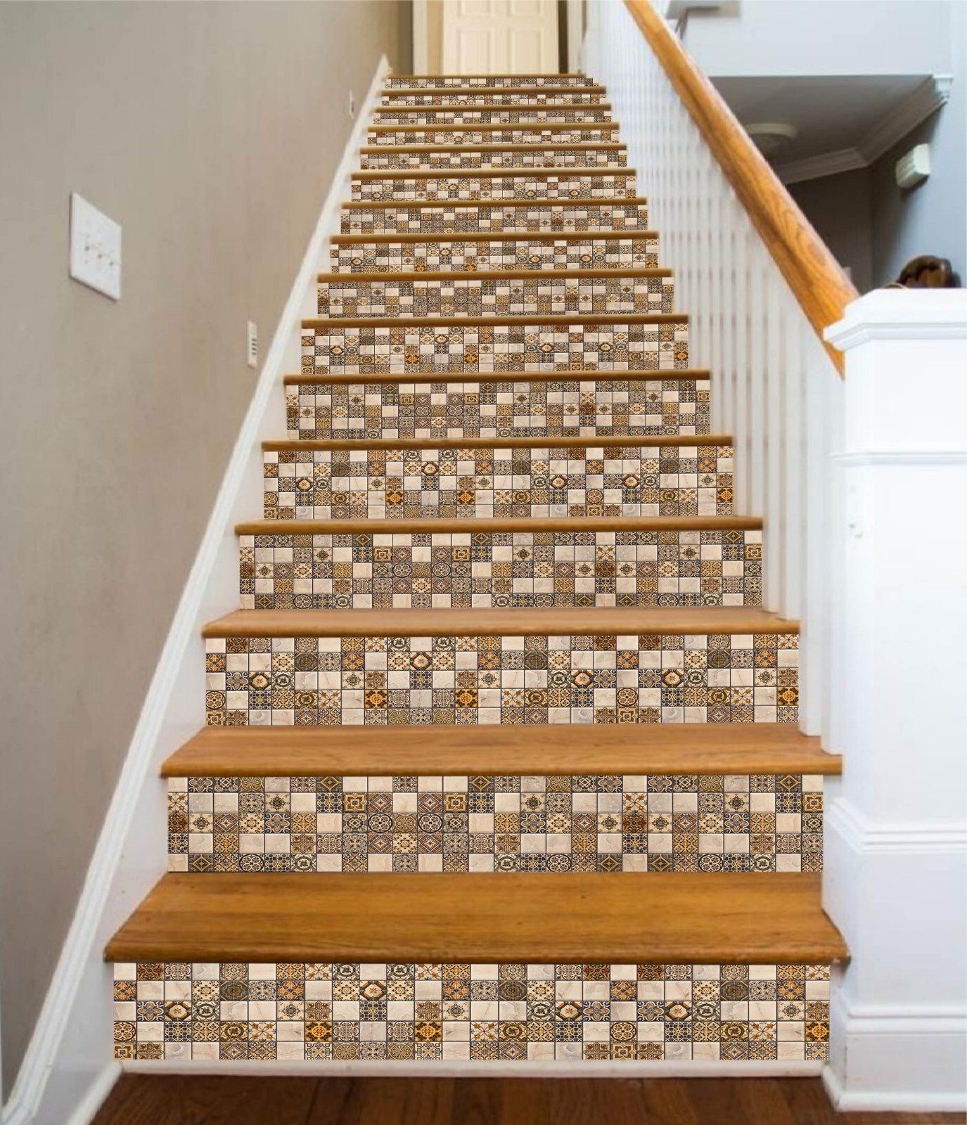 3D Small Square AZ619 Stair Risers Decoration Mural Vinyl Wallpaper Kay