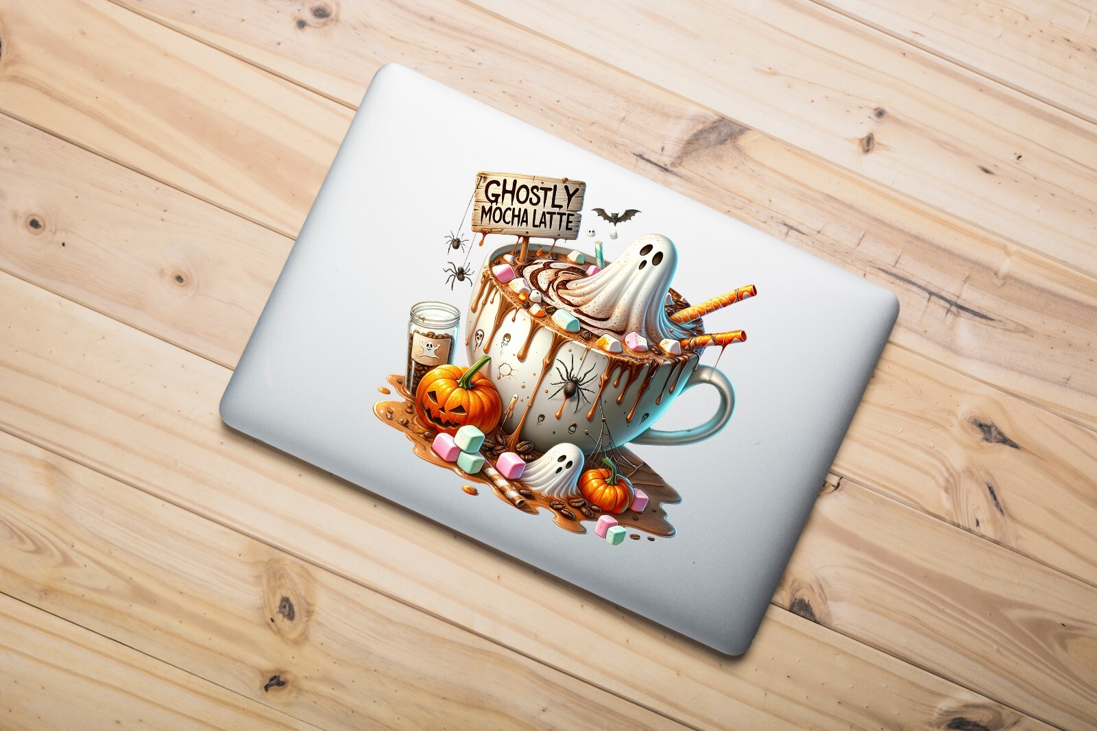 Halloween Ghostly Mocha Latte UV DTF Transparent Sticker / Decal