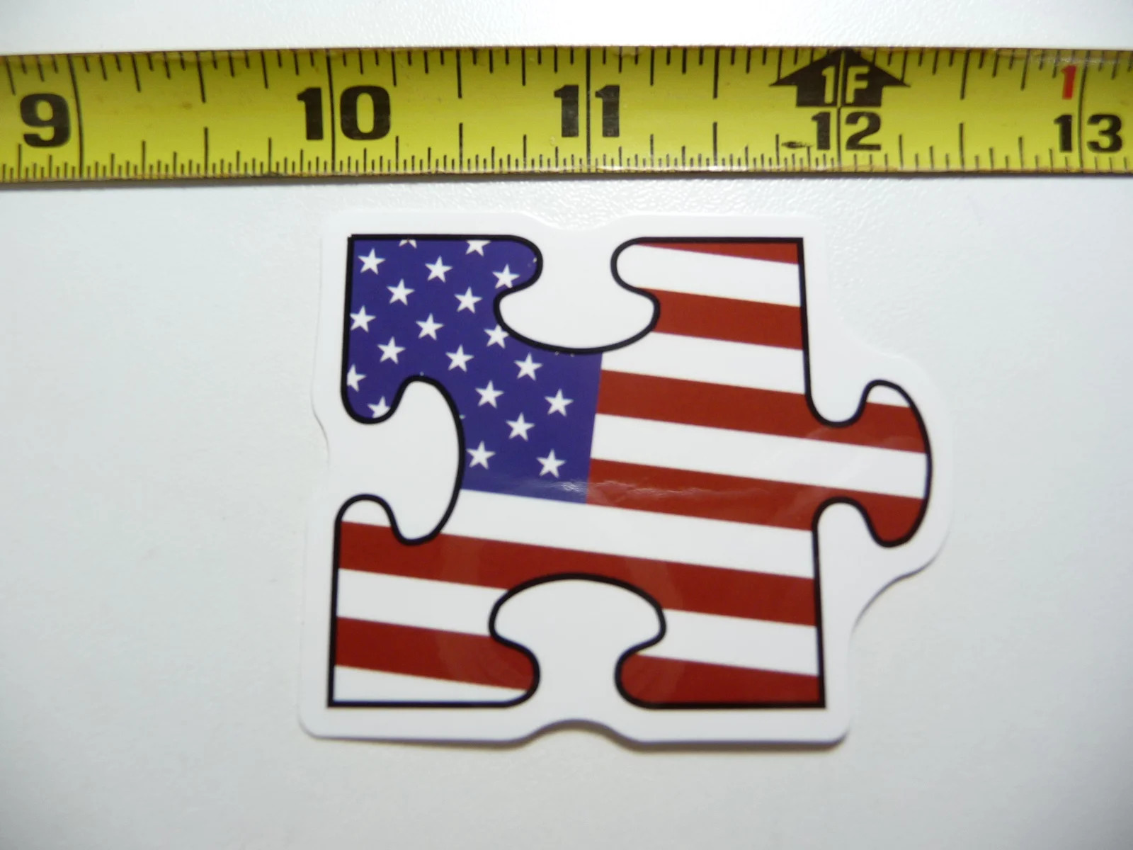 PUZZLE PIECE US USA UNITED STATES FLAG SMALL STICKER DECAL WORK JOB BLUE COLLAR