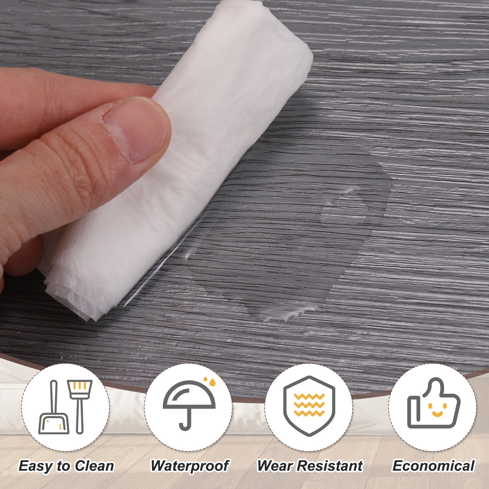 12pcs 36×6" Wood Effect PVC Floor Adhesive Tiles, Light Brown