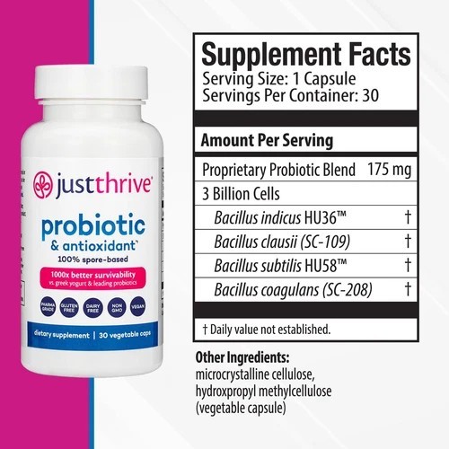 Probiotic & Antioxidant Supplement – 100% Spore-Based Digestive and
