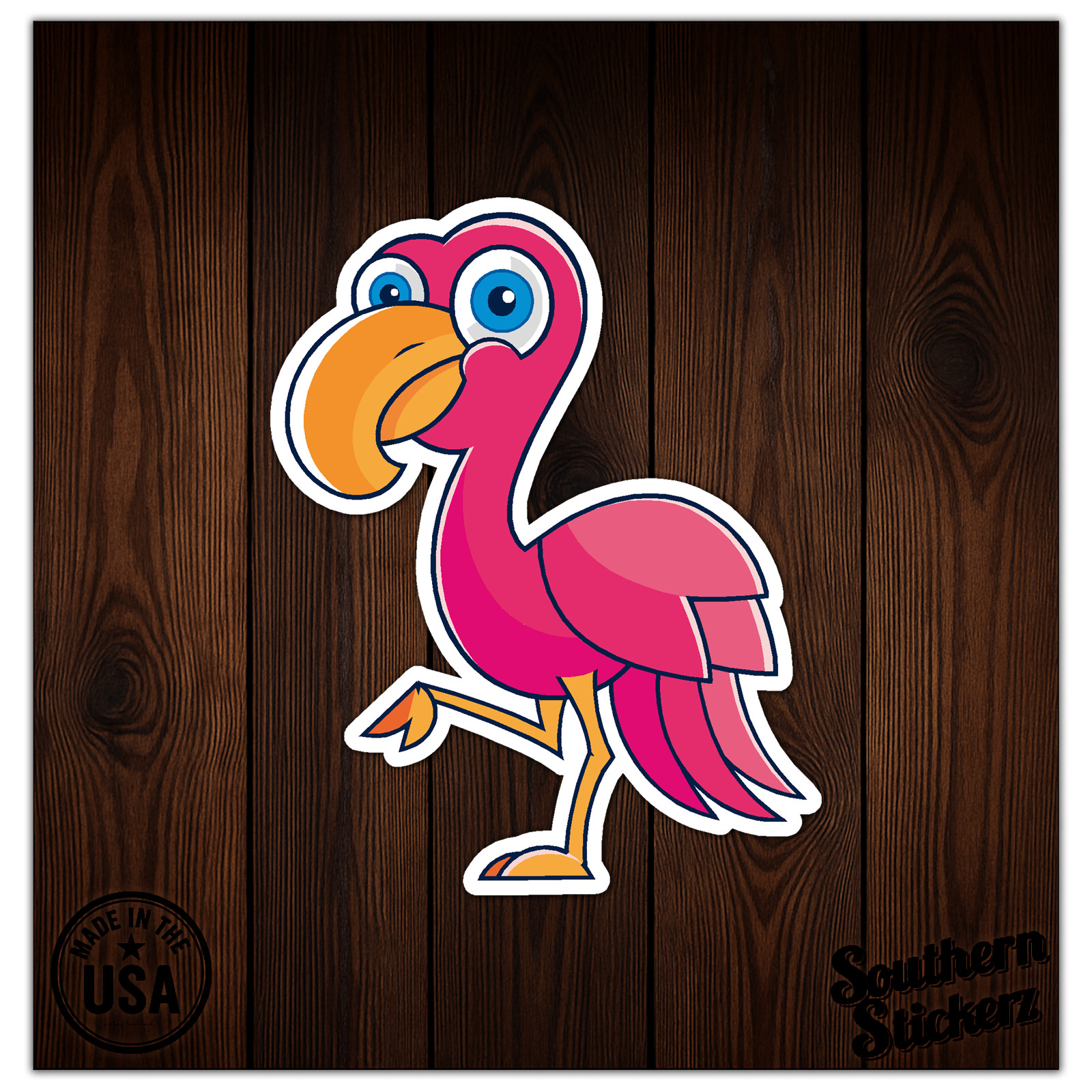 Cartoon Flamingo – Vinyl Decal Sticker – Car Window Laptop – ebn12011
