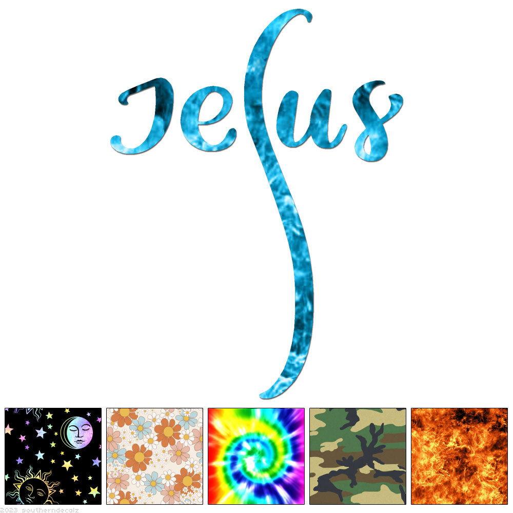 Jesus Text Script – Decal Sticker – Multiple Patterns & Sizes – ebn6388