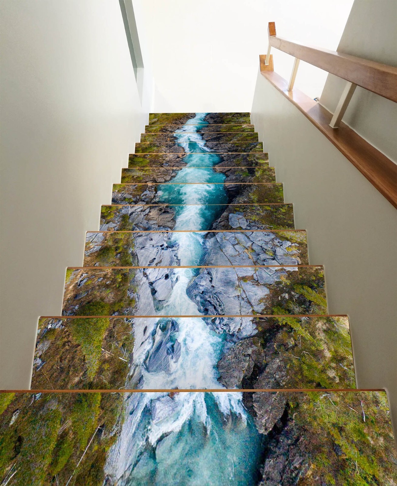 3D Rapid Creek J191 Stair Risers Decoration Photo Mural Vinyl Decal Wallpaper E