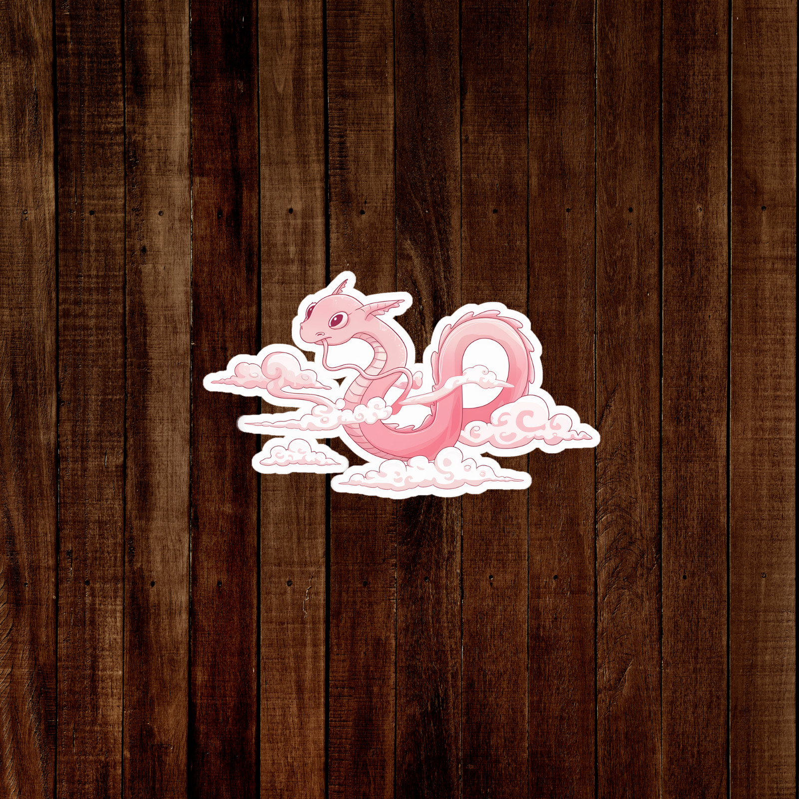 Cute Pink Dragon in Clouds Kawaii Anime Sticker – Perfect Gift for Manga Fans #1