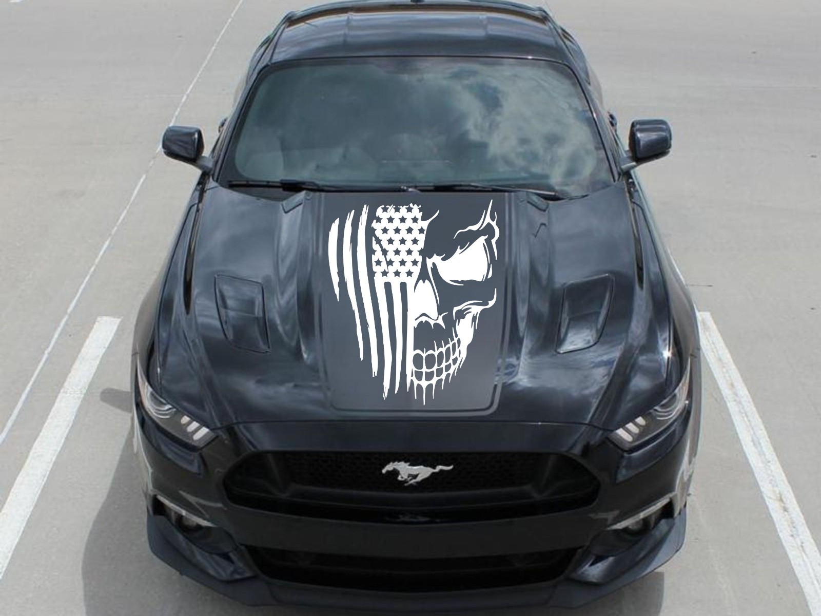 Distressed Skull America Flag Skeleton Vinyl Car Decal Sticker USA Truck Window