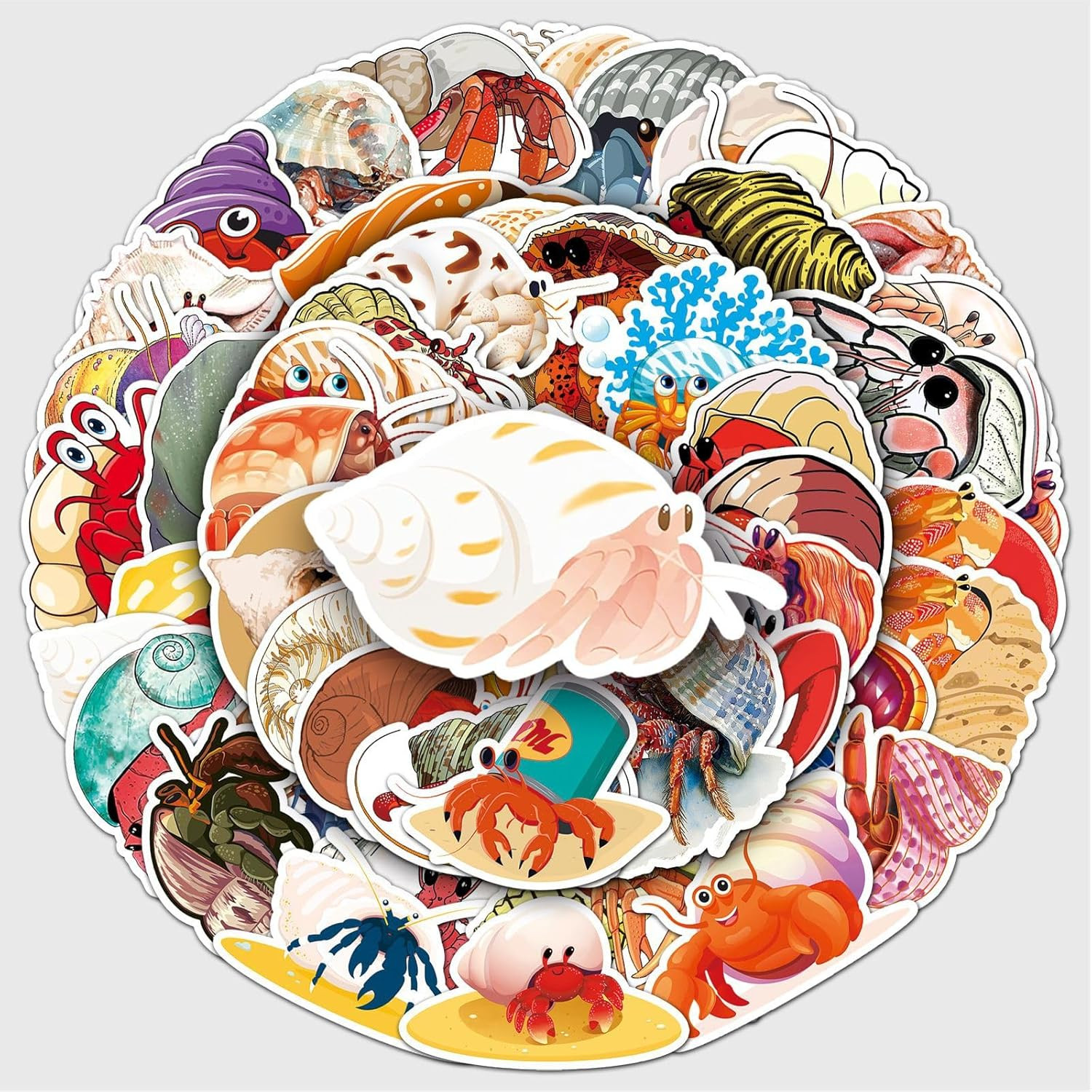 50 Pcs Unique Hermit Crab Stickers, 1.5-3 Inches Waterproof Vinyl Decals for …