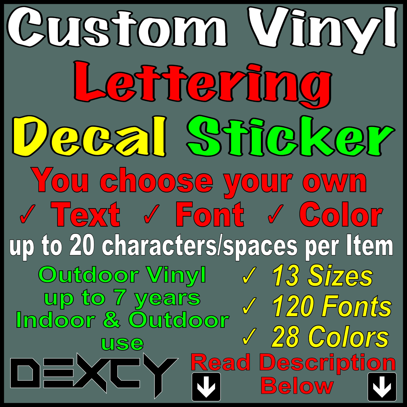 CUSTOM vinyl Lettering Vinyl Decal Sticker for Car Window Boat Outdoor Sign Wall