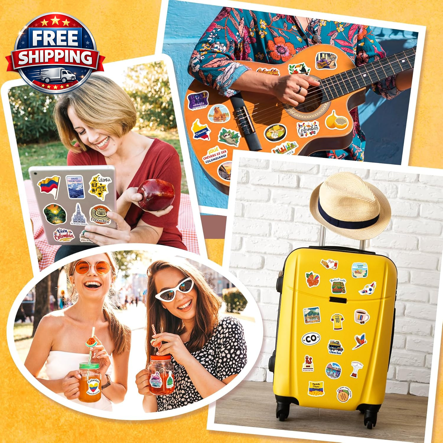 Colombia Stickers, 200 PCS Colombia Travel Sticker Pack for Kids Adults, Colombi