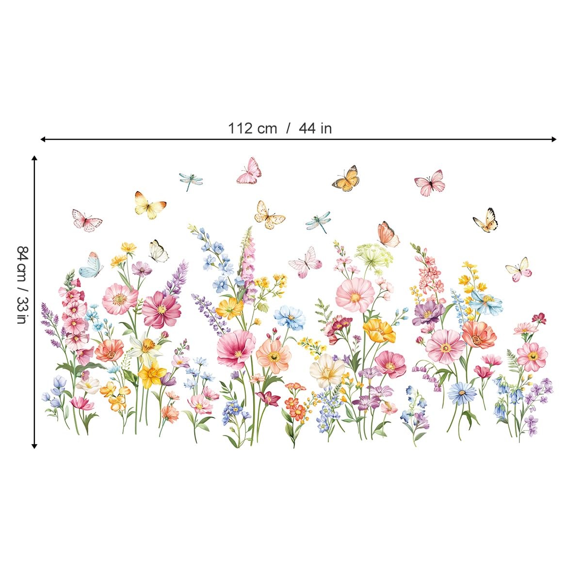 Flower Wall Decals Daisy Wildflower Grass Butterflies Wall Stickers Girls Bed…