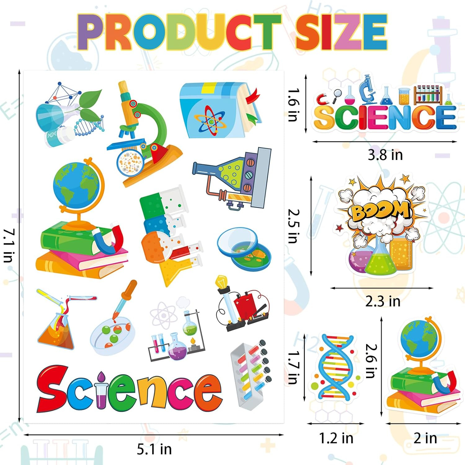 312PCS Science Stickers for Kids, Self-Adhesive Chemical Physical Biological Sti