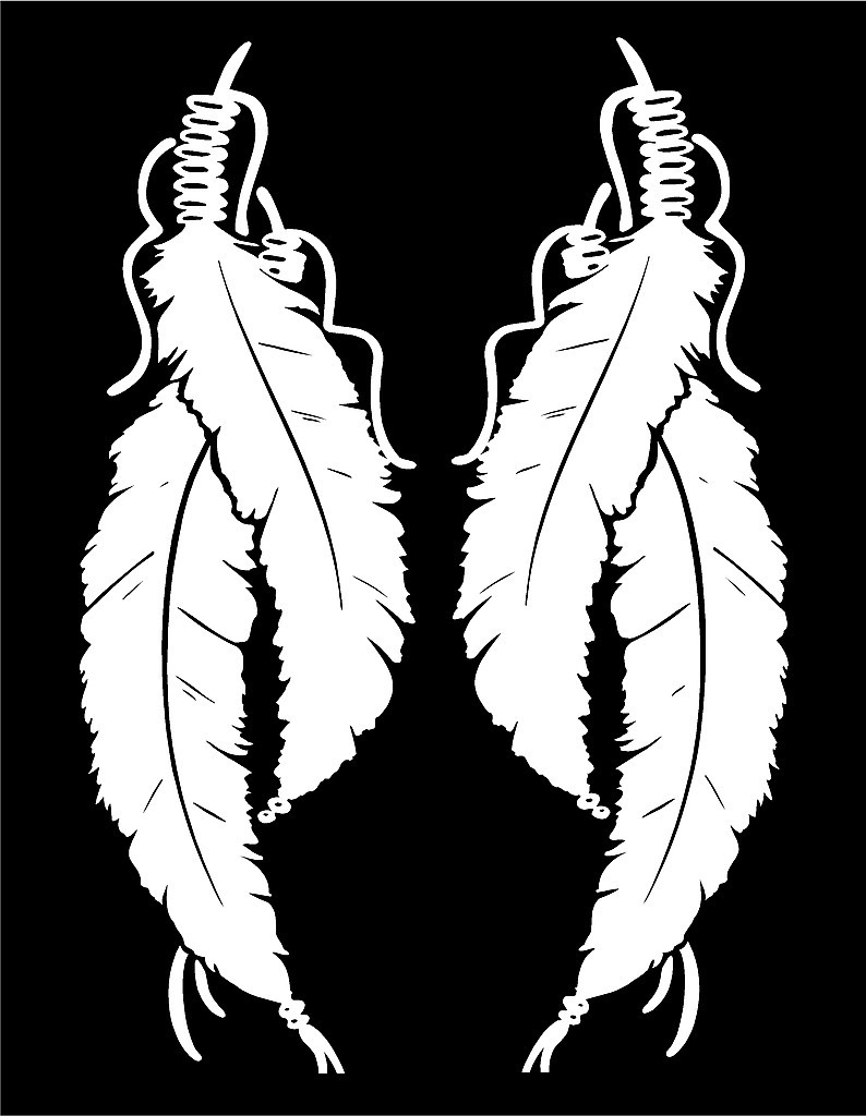 Native American Feathers Decal Feather mirrored image set vinyl car sticker