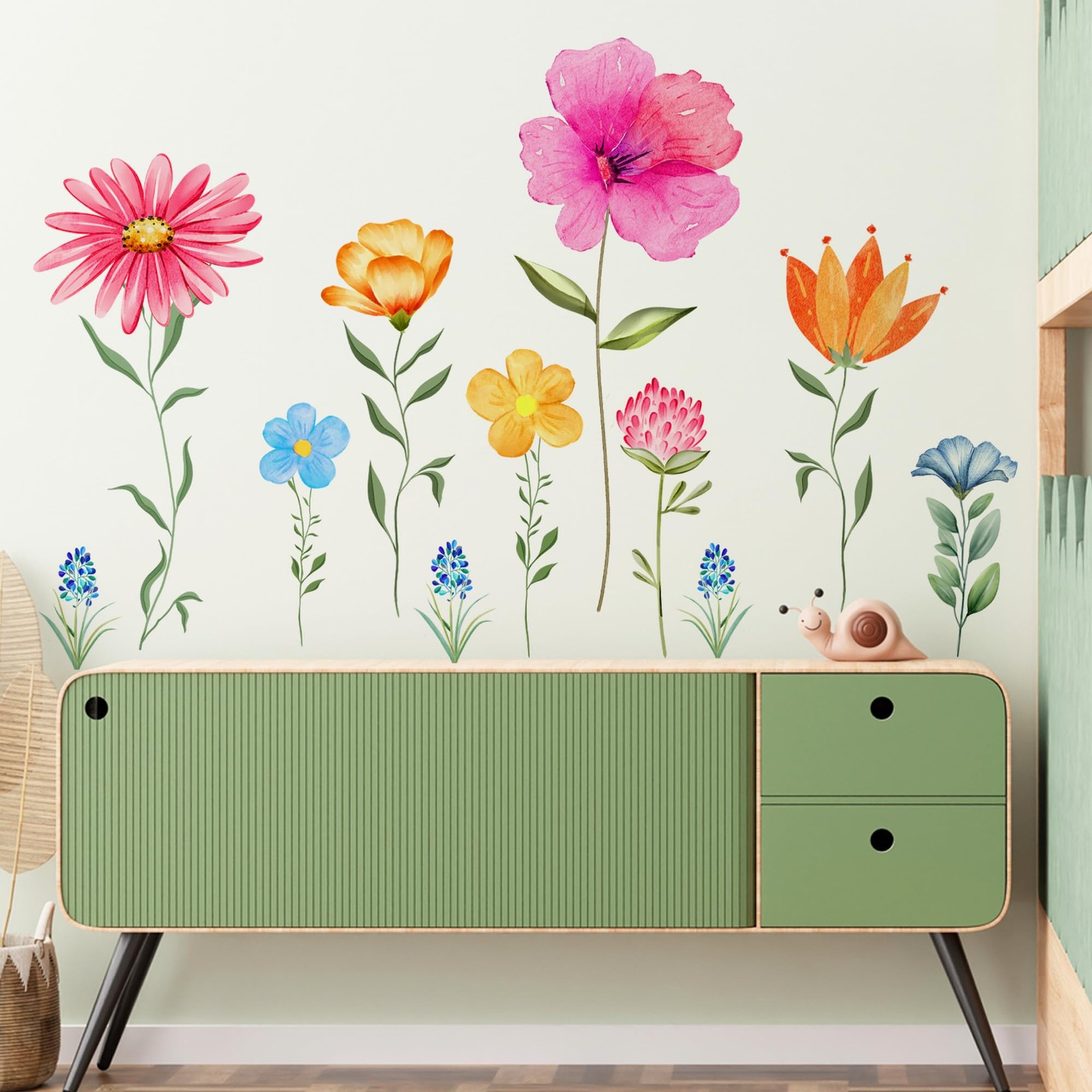 Large Flower Wall Stickers for Room – Peel and Stick Floral Wall Decals for N…