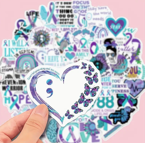 50-pc Suicide Awareness Mental Health Stickers New