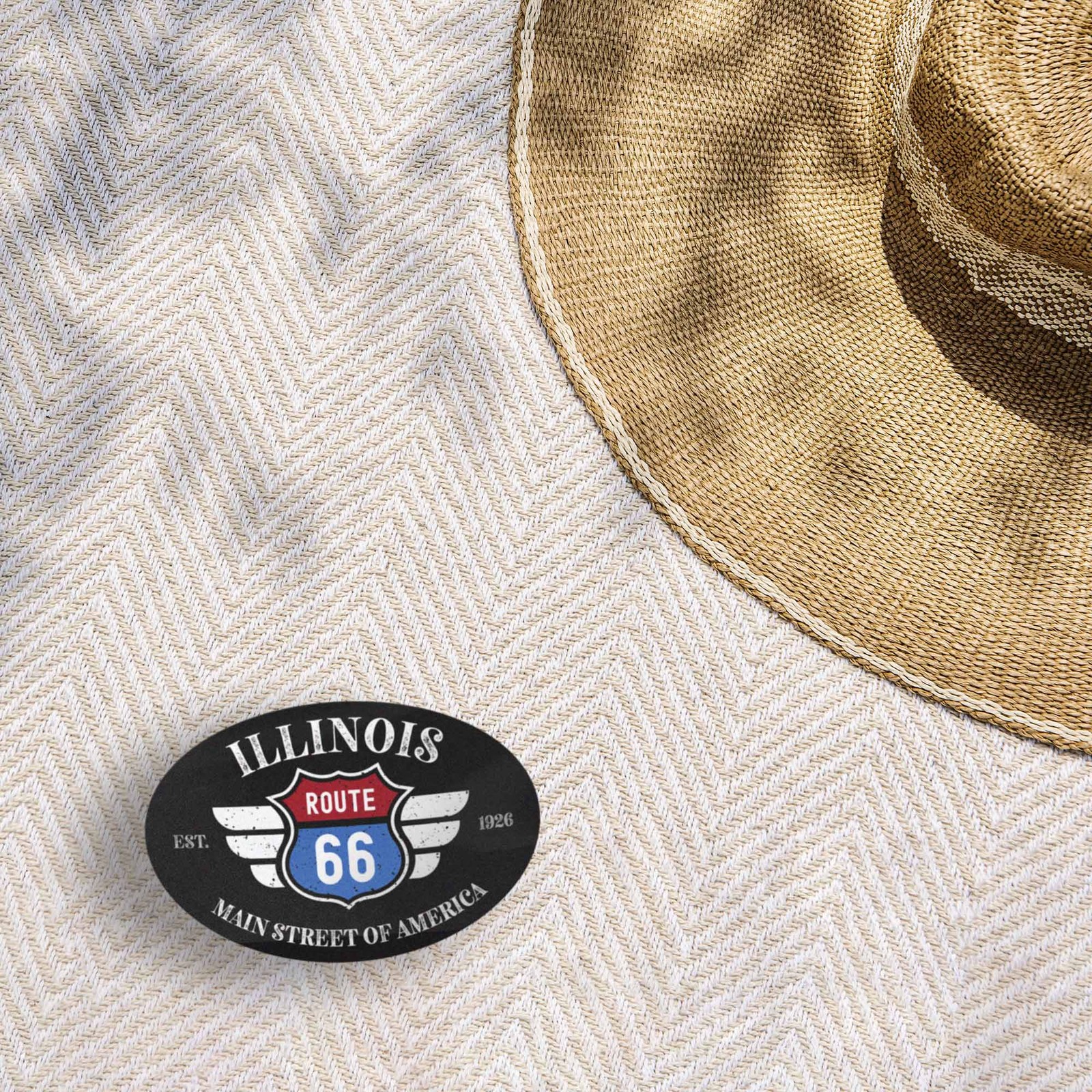 Illinois Route 66 Sticker – IL Black Oval Decal