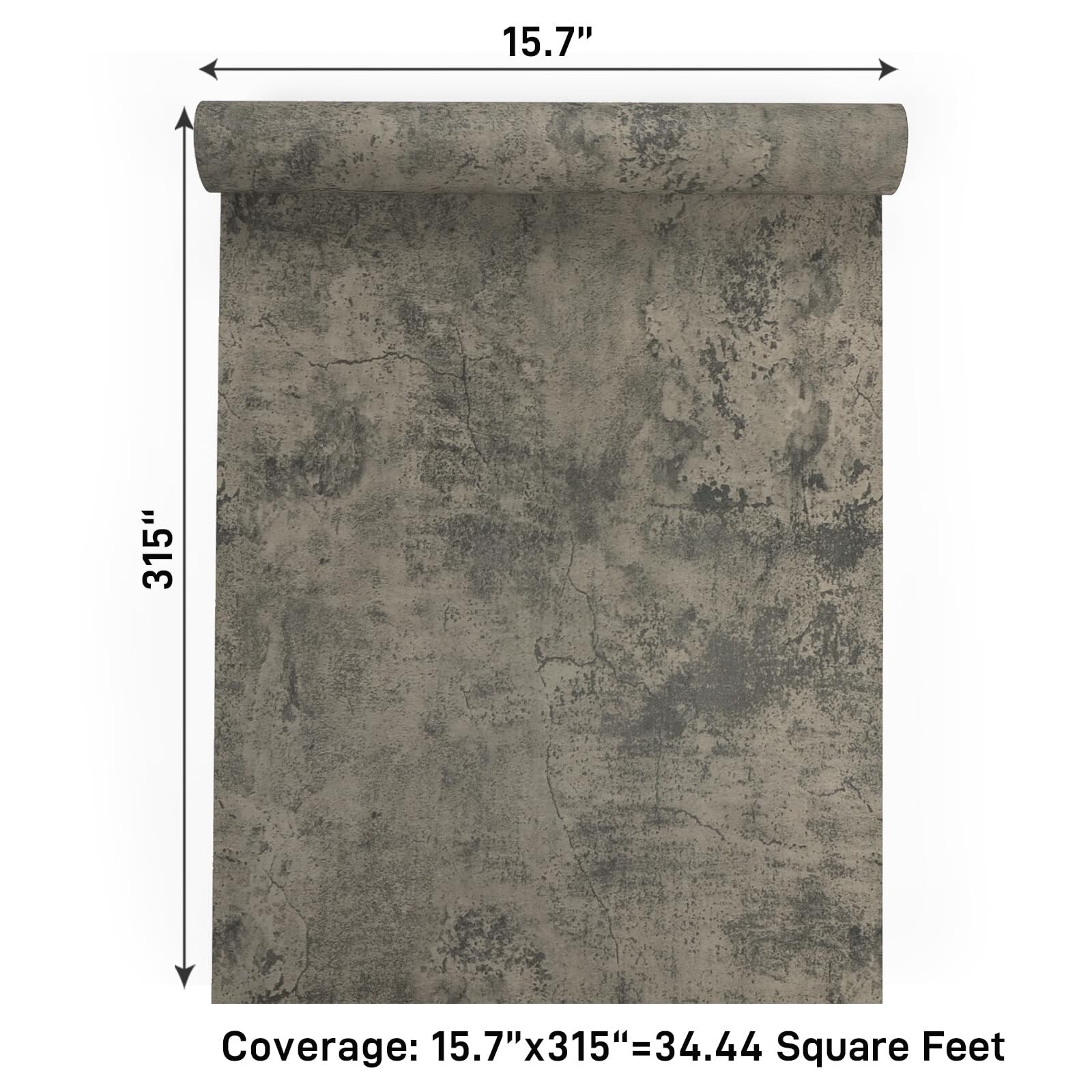VaryPaper Cracked Concrete Wallpaper 15.7"x315" Textured Concrete Peel and …