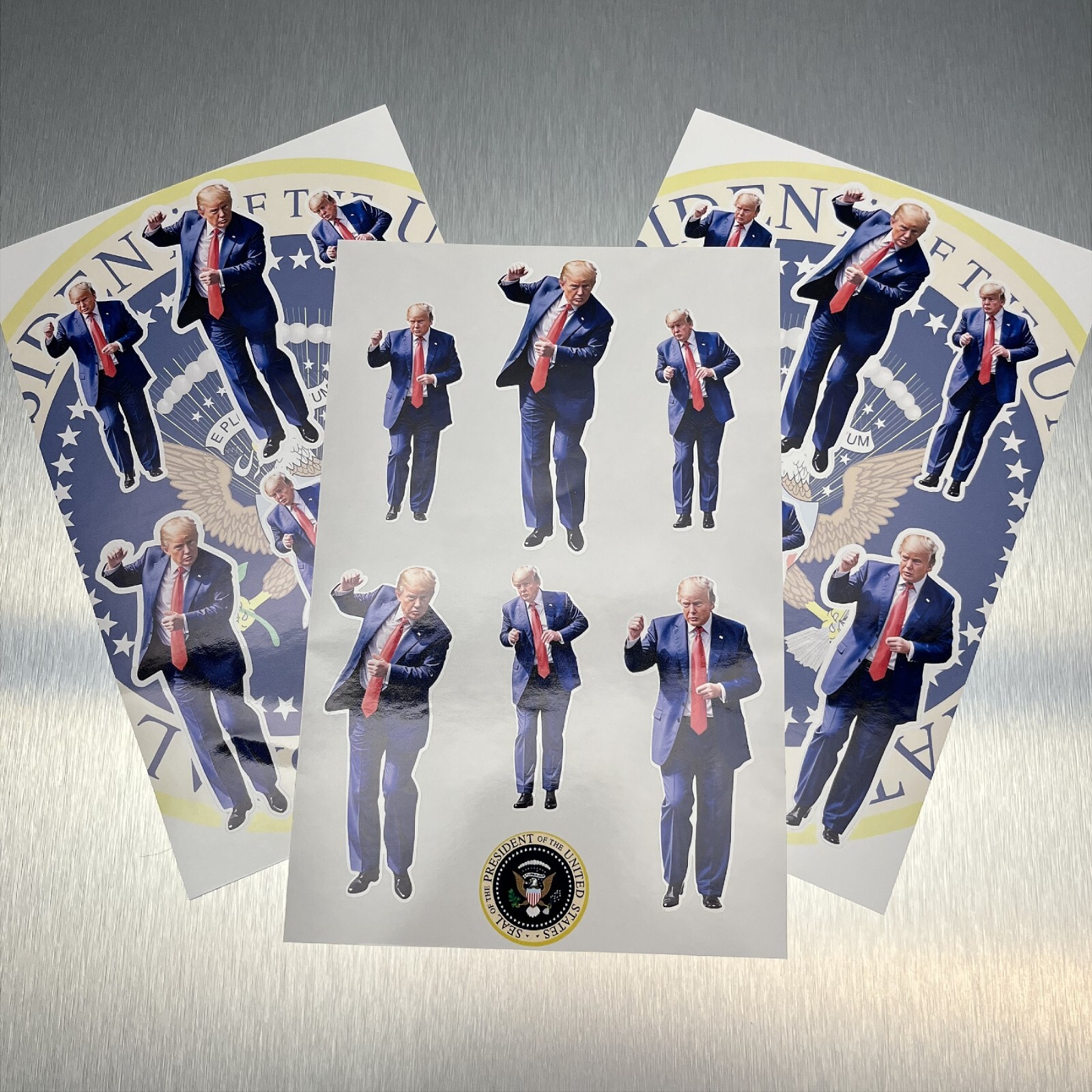 TRUMP DANCE Sticker Sheets – 18 Trumps and 3 Presidential Seals FREE SHIPPING