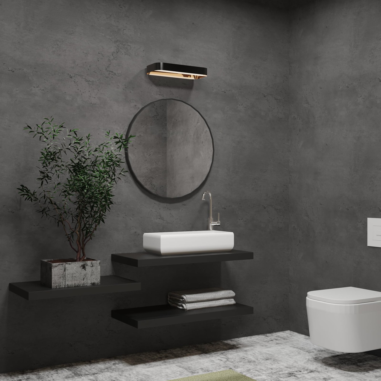 3yecao 31"×591" Darker Grey Black Wide Concrete 31" x 591", Dark Gray