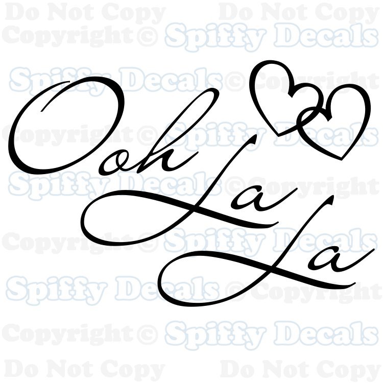 OOH LA LA Paris France Hearts Love Quote Vinyl Wall Decal Decor Art Sticker