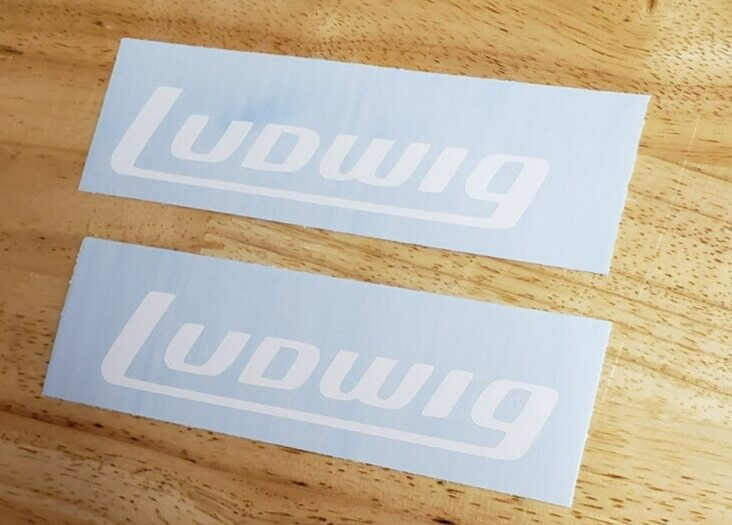 ludwig Decals Stickers Gloss WHITE 16"x3.4 (2) Fast USA