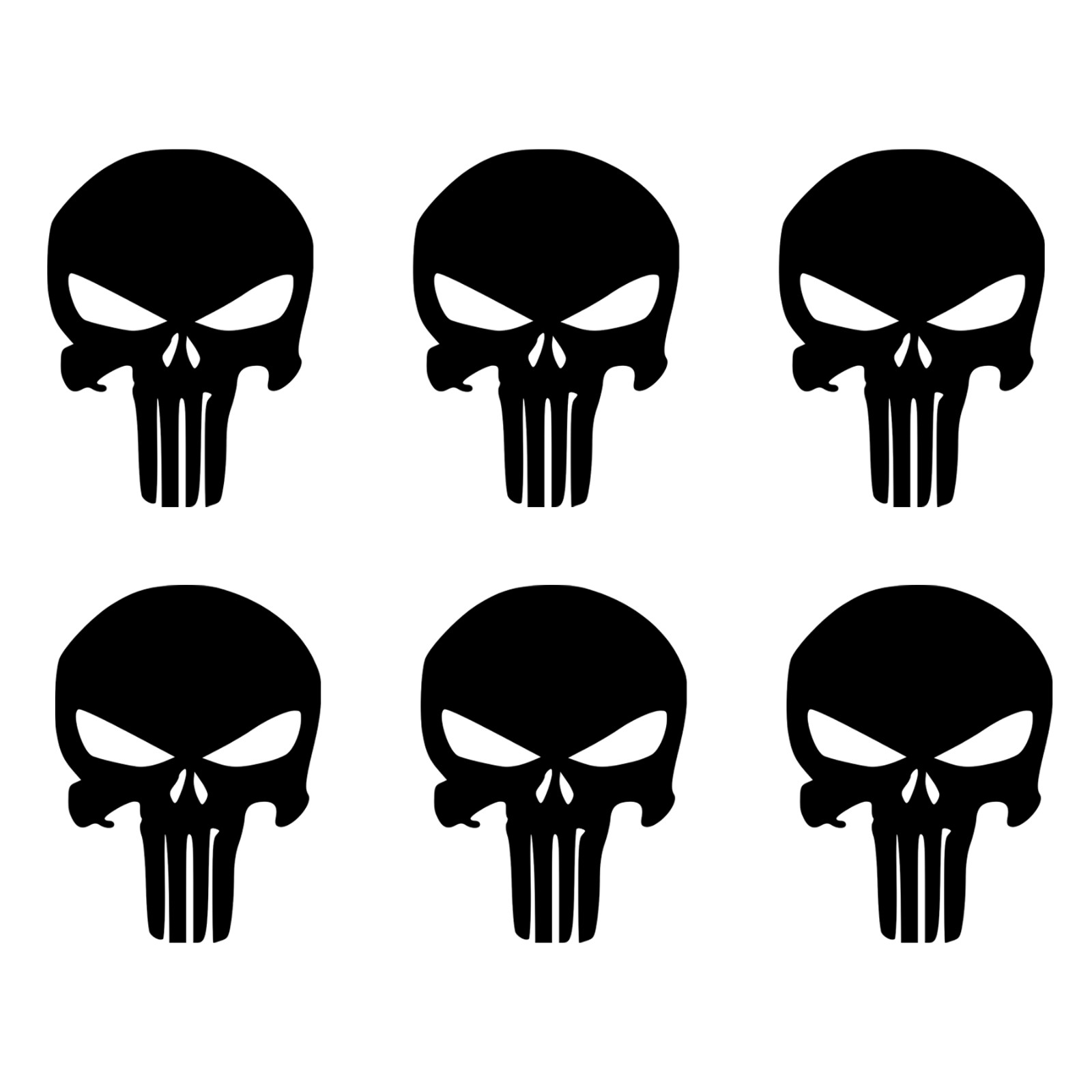 Punisher Skull Vinyl Decal Stickers – 6 Pack, Waterproof, Permanent