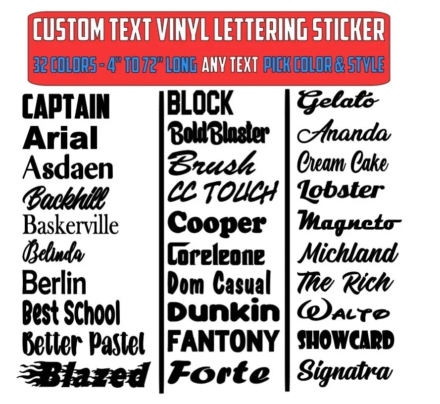 Custom Text Vinyl Lettering Sticker Decal Personalized -ANY TEXT – ANY NAME – [2