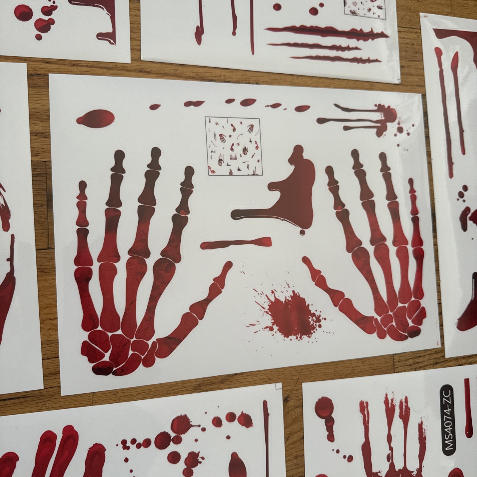 12 sheets of Bloody Handprint Footprint Window Stickers Wall Stickers /Halloween