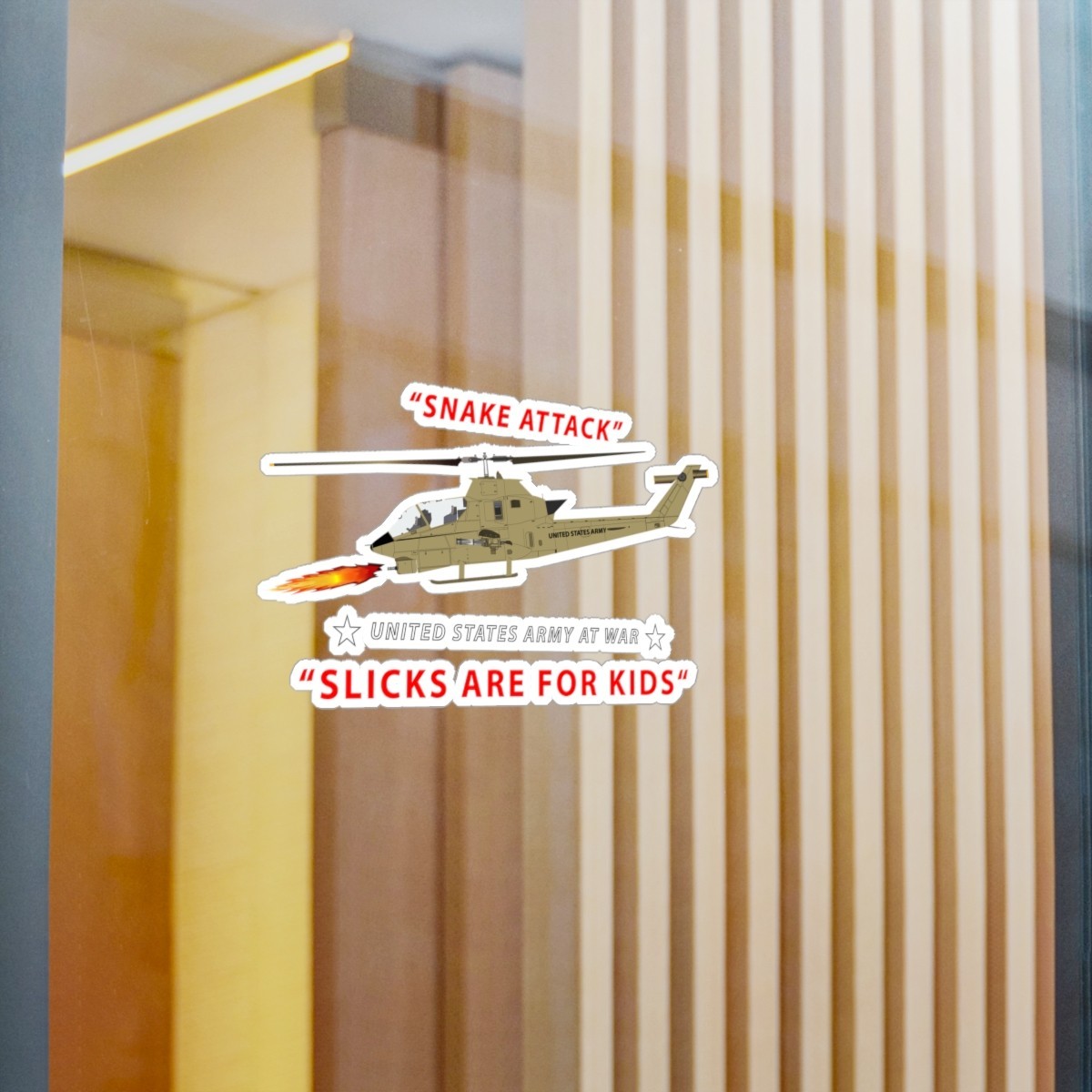 Kiss-Cut Vinyl Decals – Army – AH-1 Cobra – Snake Attack – Slicks are for Kids