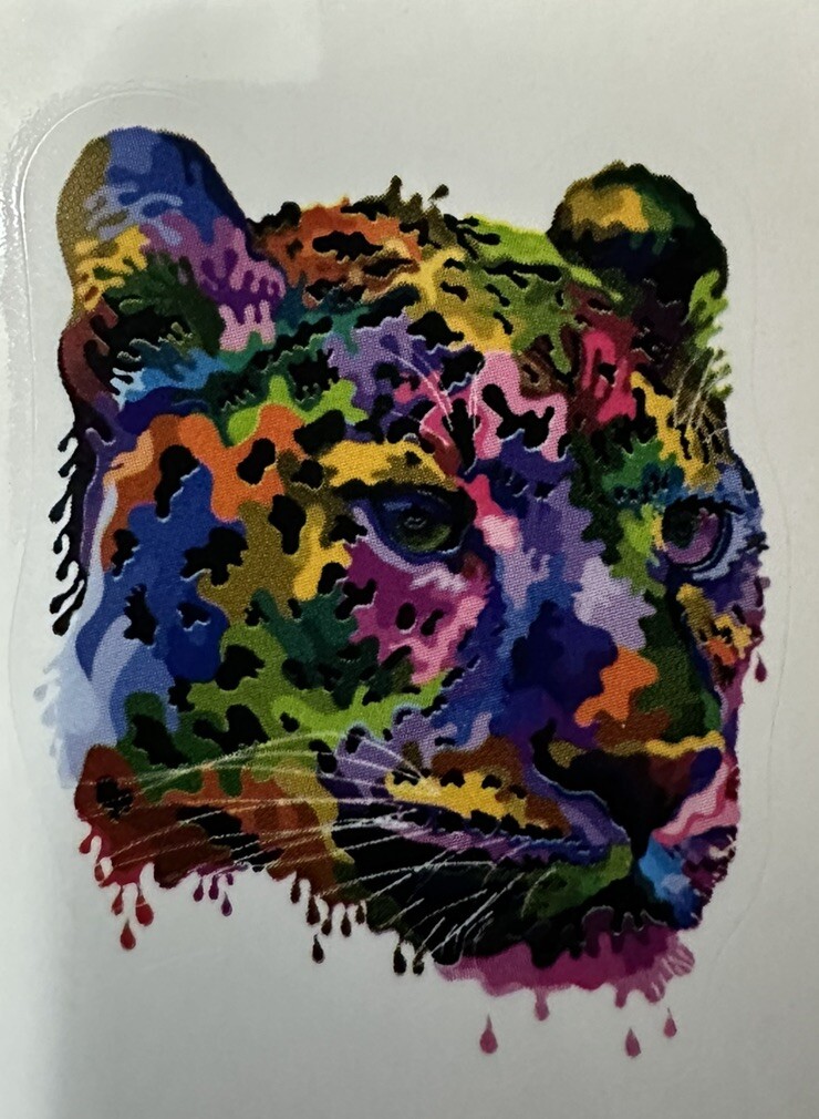 LEOPARD ~ RAINBOW WATERCOLOR EFFECT – Small Vinyl Sticker – (2in x 1.5in)