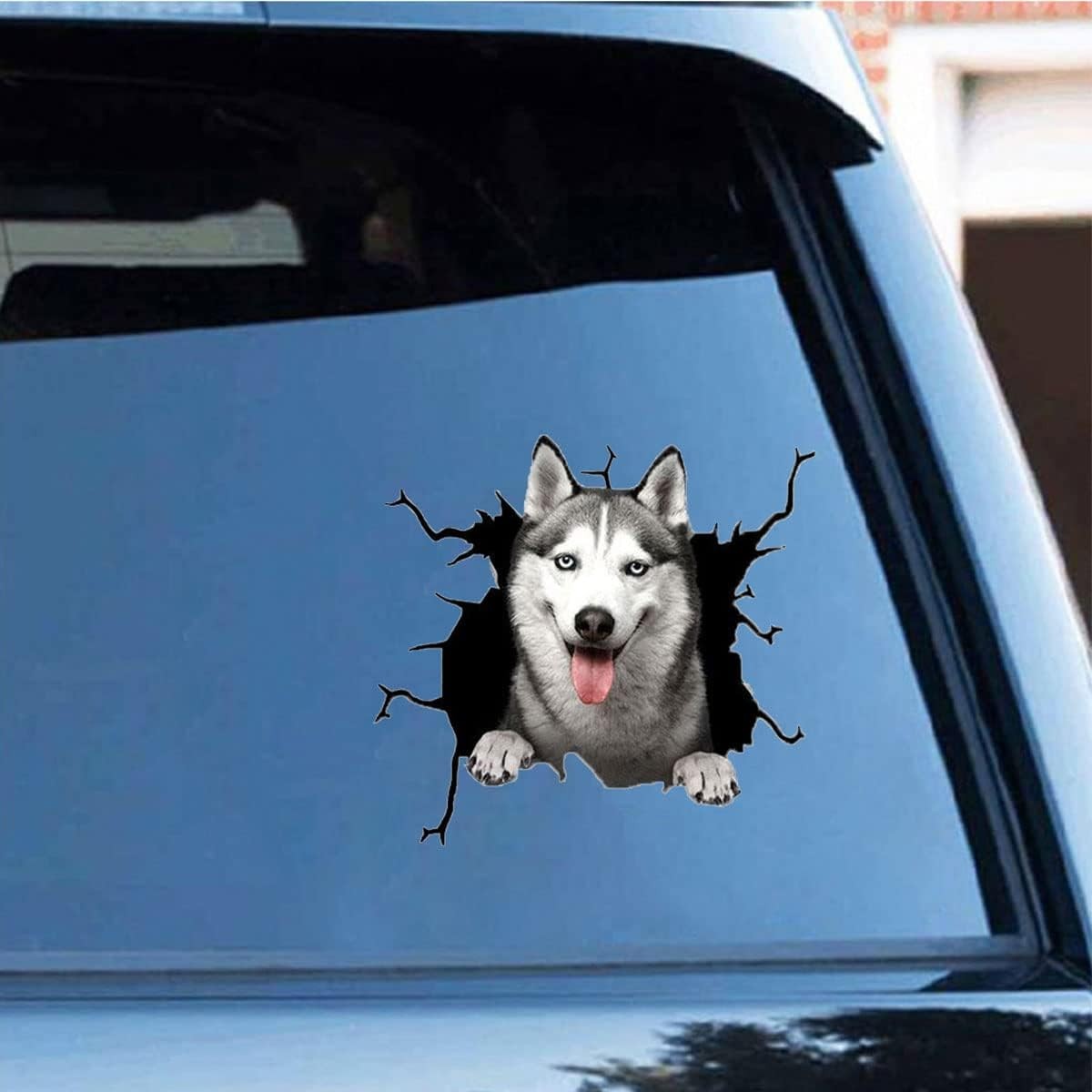 Husky Car Sticker,Funny 3D Vinyl Waterproof Dog Auto 11.8*11.8in, As Shown