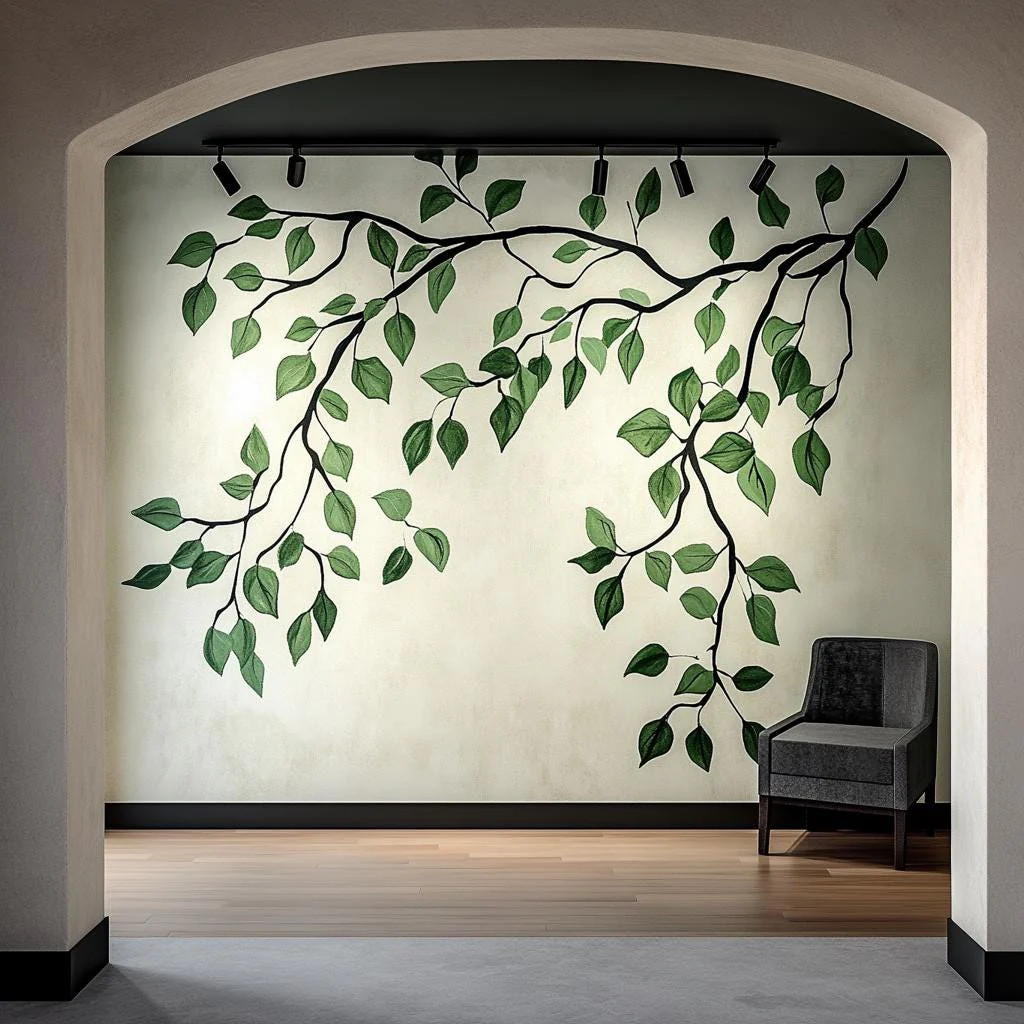 Branch and Leaves Wall Decal | Elegant Botanical Wall Sticker Art | Removable