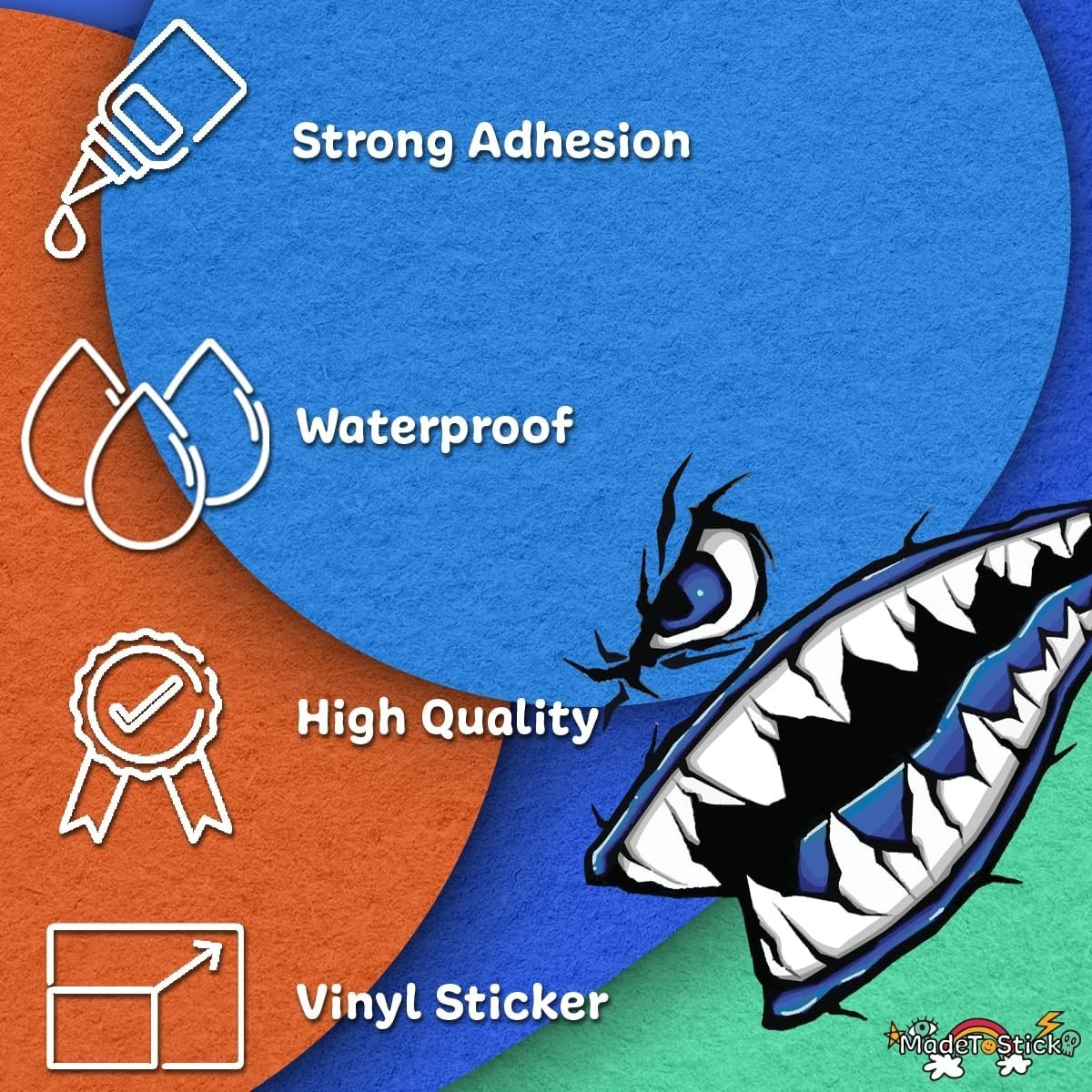 Shark Teeth Mouth 2-Pack Vinyl Decal Kayak Boat Car Sticker 7"x4.5"