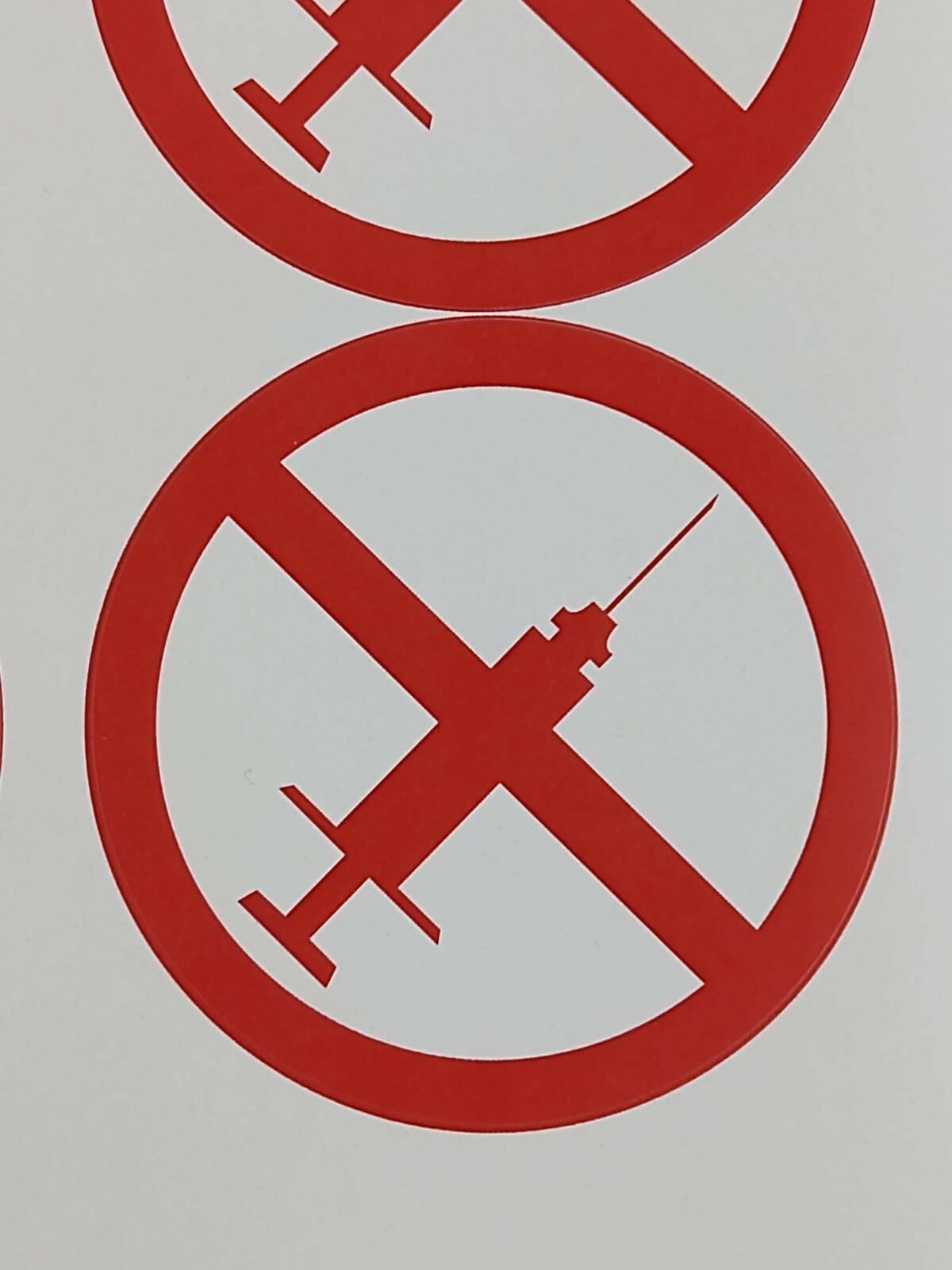 No Syringe Needles Round Trash Can Receptacle Stickers New Sheet Of 12 Stickers