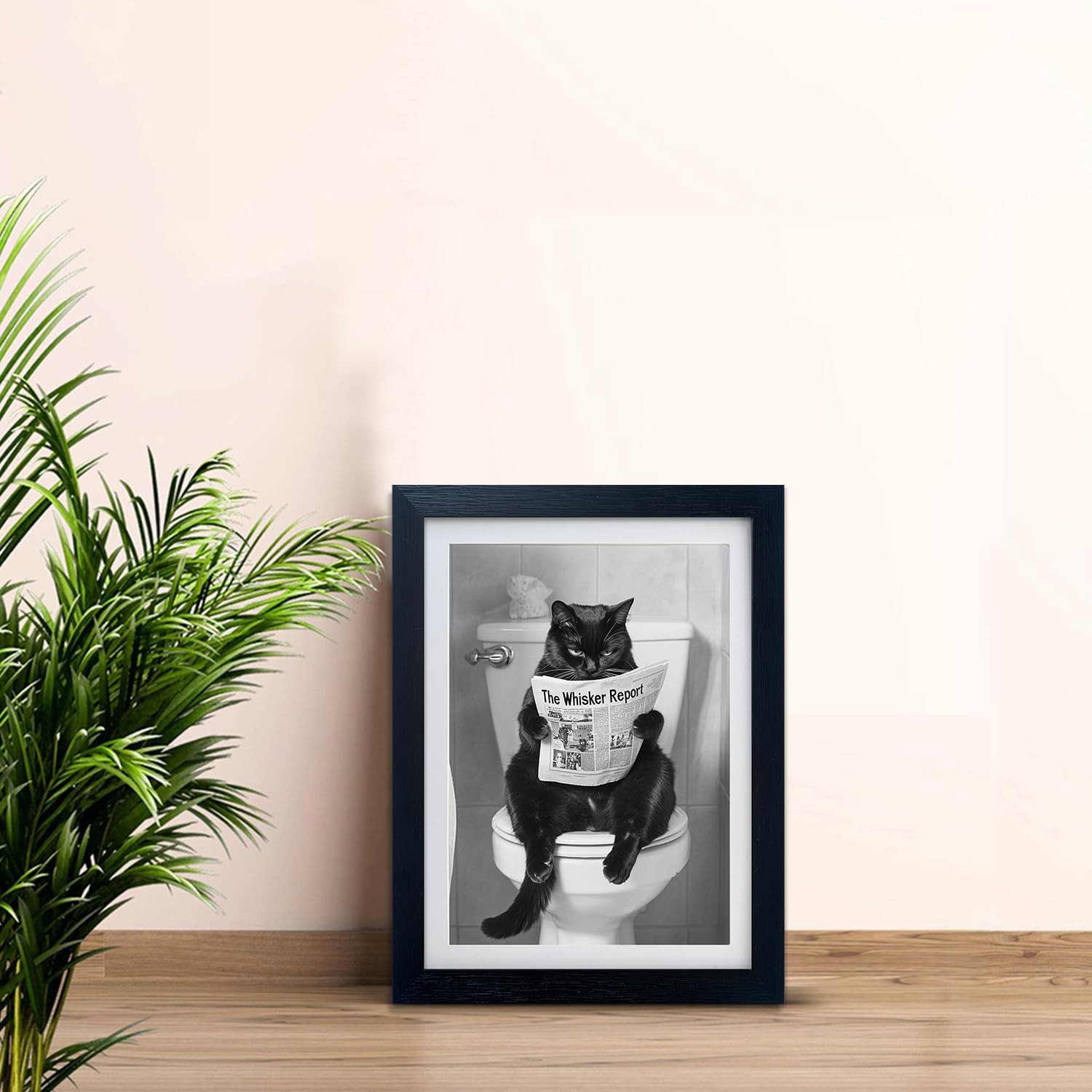 Black Cat Bathroom Wall Art Black and White Cat on Toilet Picture Wall Decor …