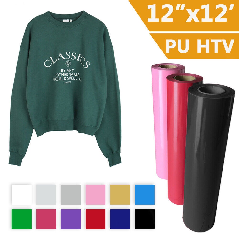 1x 2x Heat Transfer Vinyl HTV Roll Iron on Film Clothing DIY Easy Weed 12inx12ft