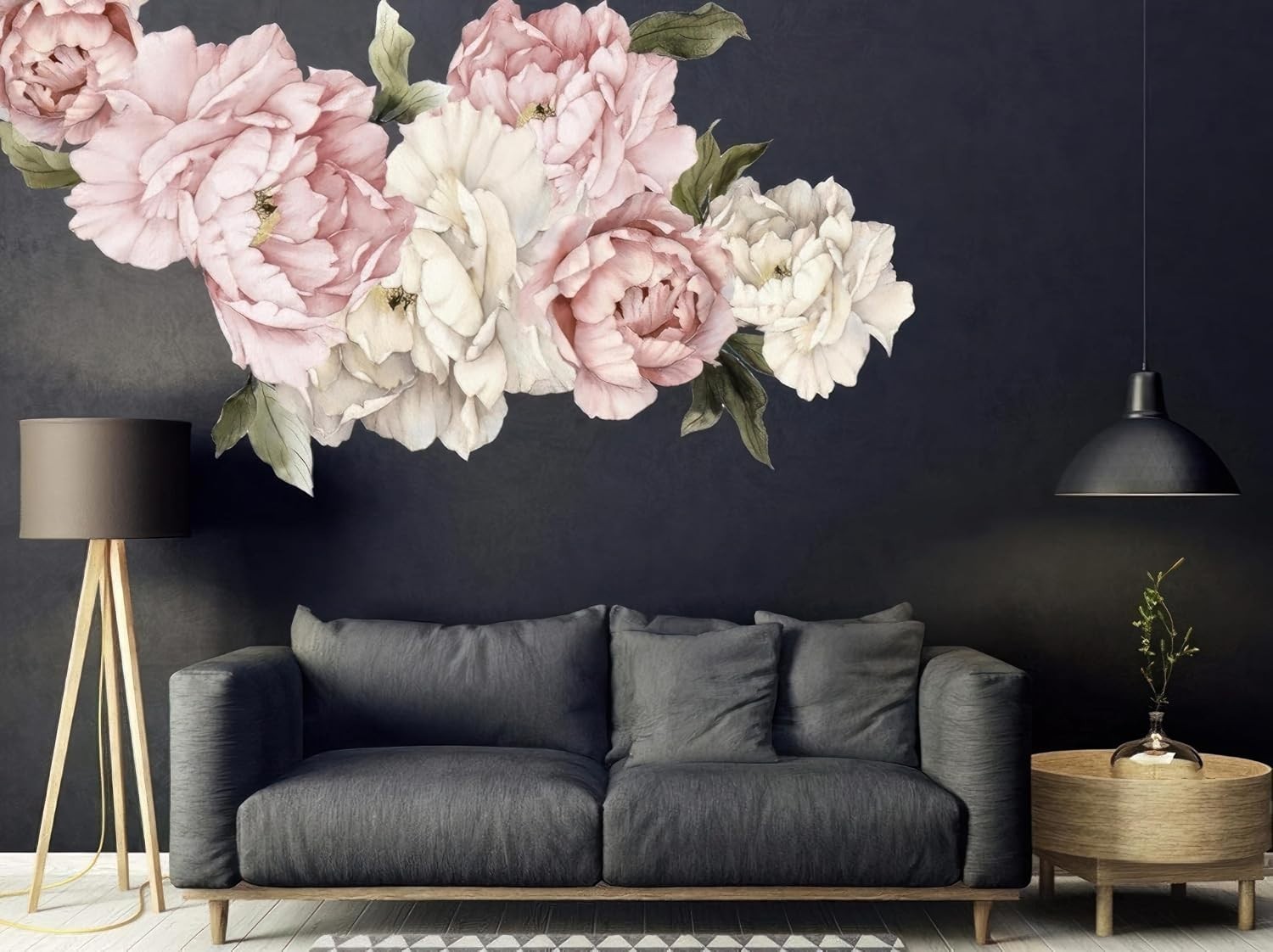 Large 67" Floral Peonies Wall Sticker – Botanical Beauty for Indoor Spaces