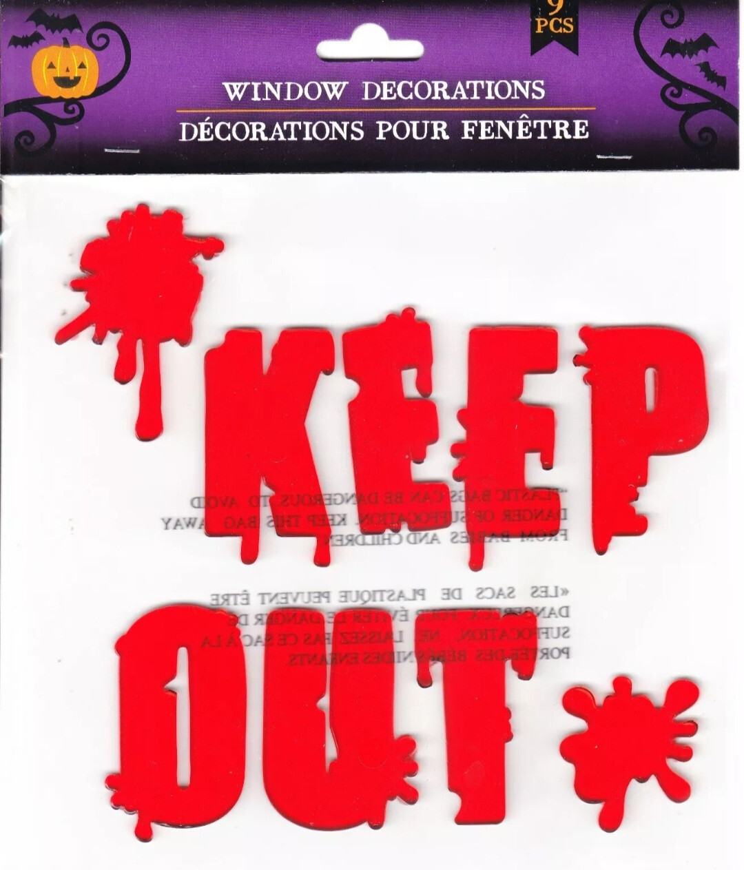 Set of 5 Halloween Bloody Drips Gel Stickers Clings Party Decor Hands Help, NEW