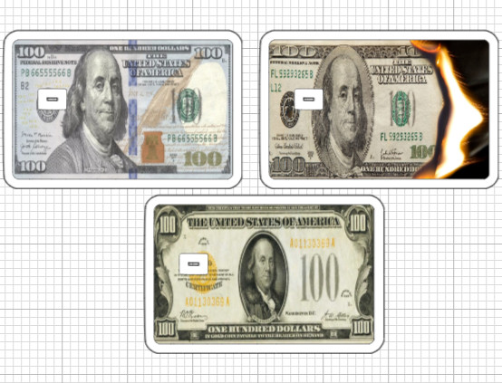 Burn Money 100 Dollar Credit Debit Card Skin Replica Fire Sticker ATM Gold 1900s