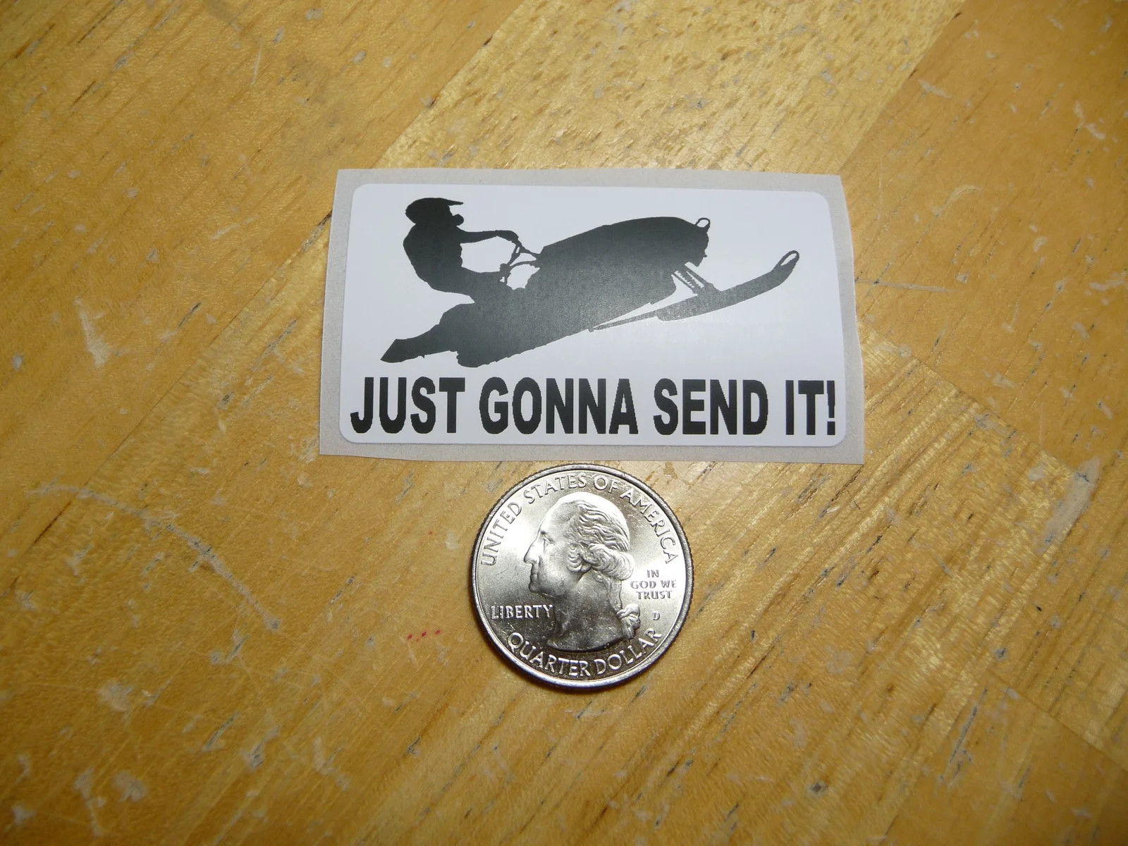 JUST GONNA SEND IT STICKER DECAL 1 – 50 BULK PACK FUNNY SNOWMOBILE SNOW