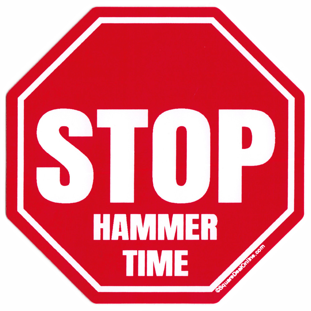 Sticker – Stop Hammer Time Funny 1990s Hip Hop Vintage Parody Humor Retro