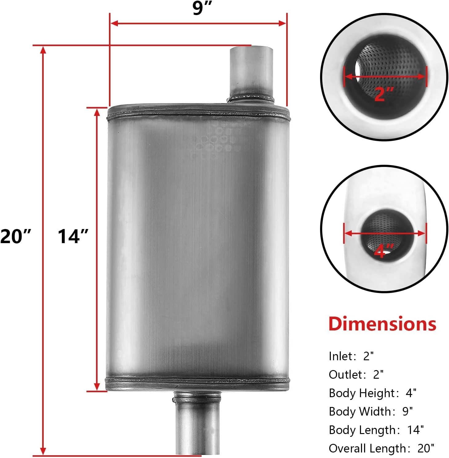 2in Universal Stainless Steel Muffler Resonator – Deep Performance Tone for Cars